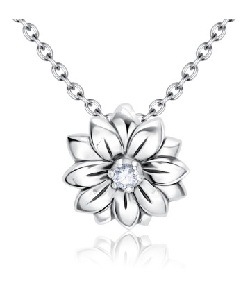 Beautiful flower Shaped CZ Silver Necklace SPE-5250